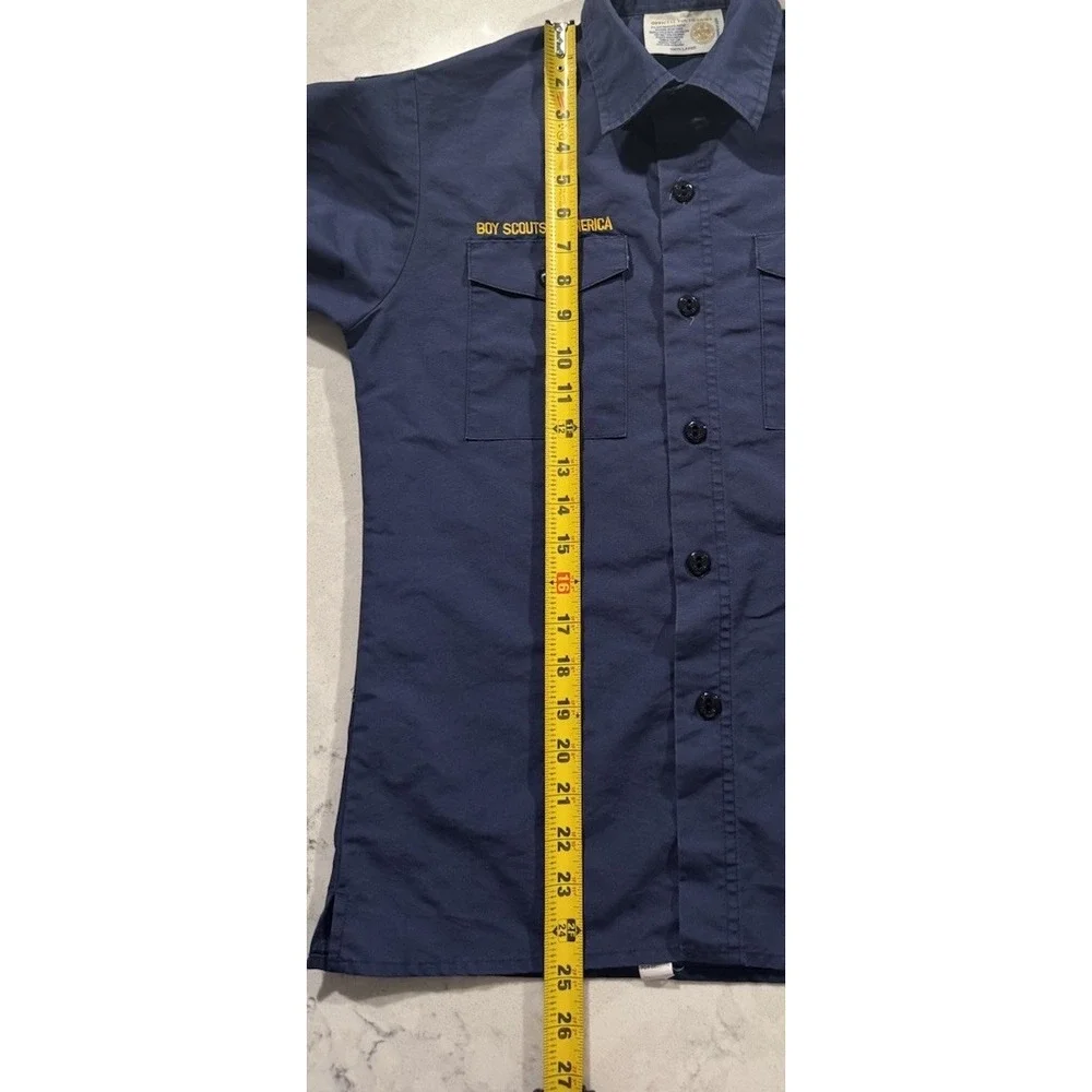 Boy Scouts of America Shirt Youth Large Blue Short Sleeve Uniform Button Up Logo